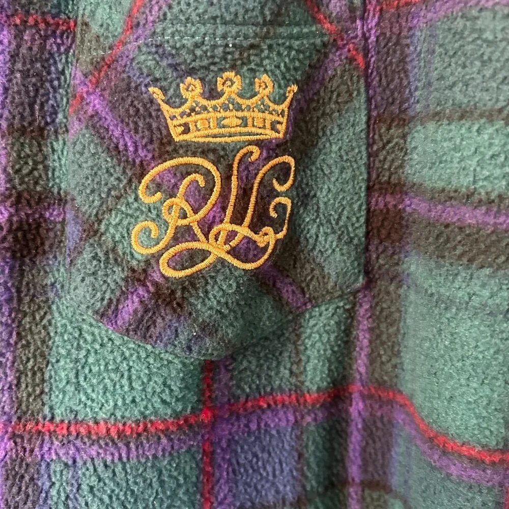 Lauren Ralph Lauren Green Plaid Flannel Pajama Set Embroidered Crest S Lounge